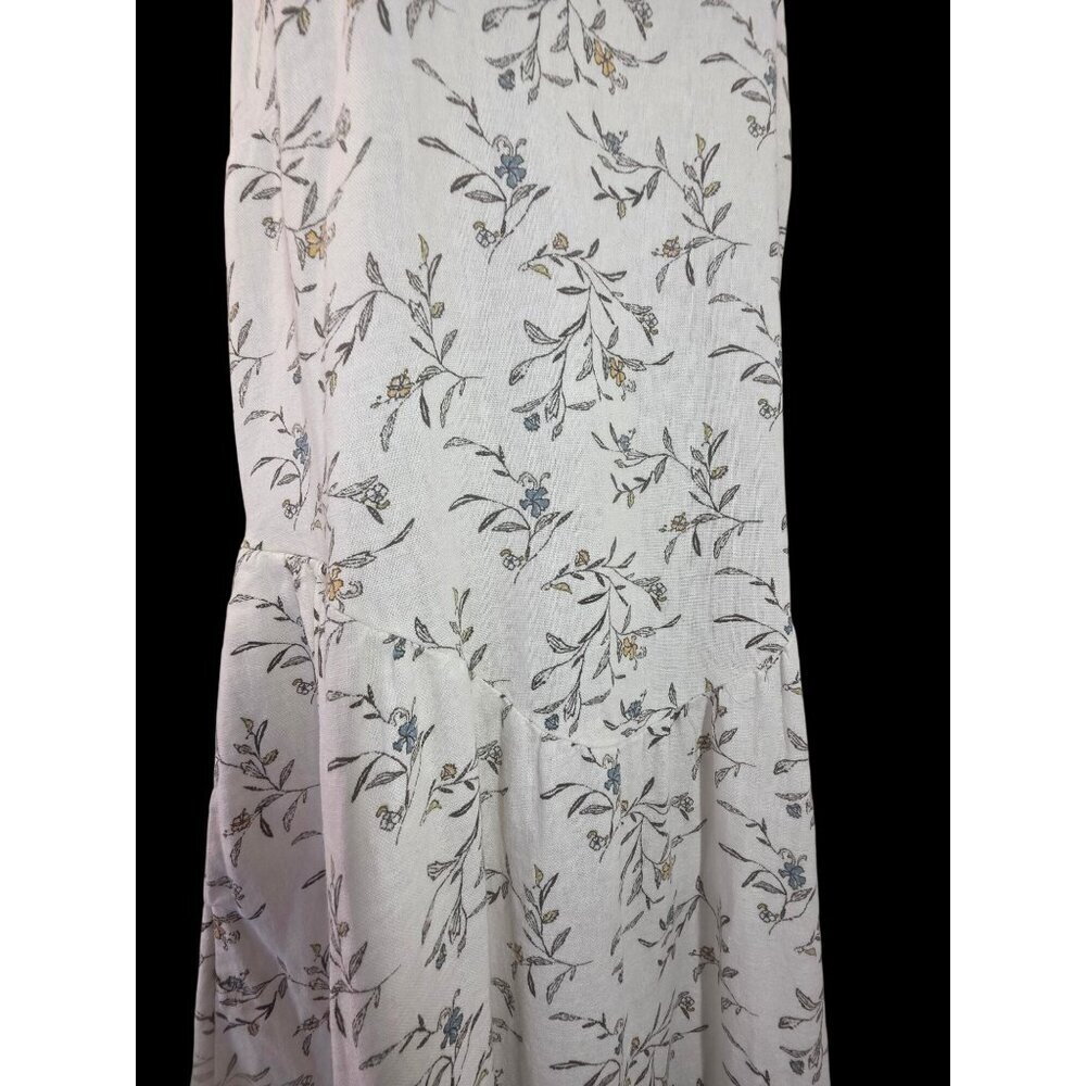 Linen Blnd Floral Midi Dress Sz S Racerback White Botanical NEW Universal Thread - Picture 4 of 9
